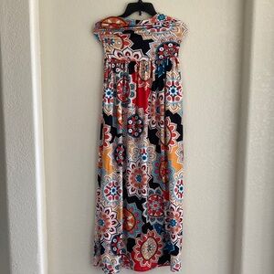 Leadingstar Floral Multicolor Strapless Maxi Dress  Size Medium